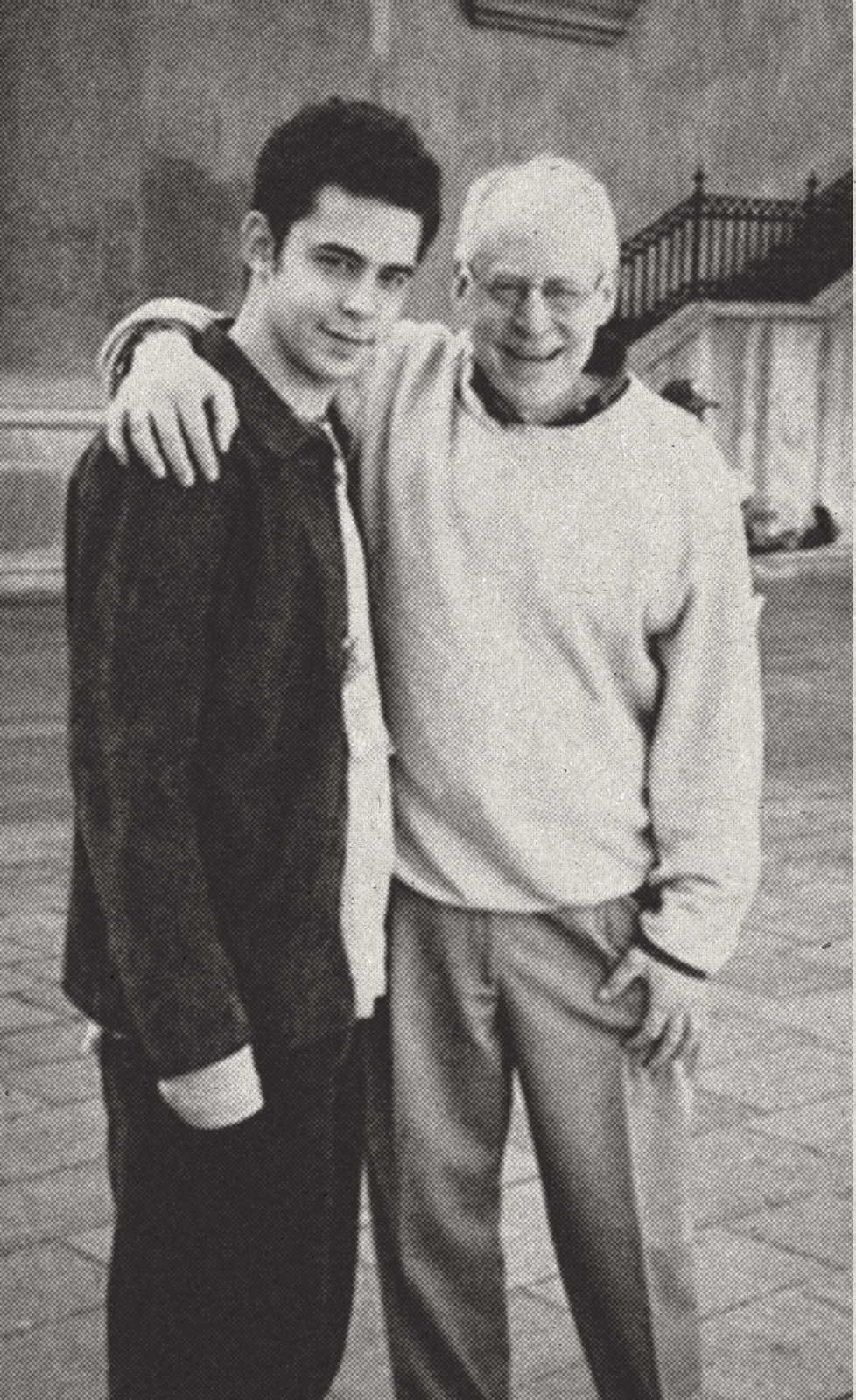 John Pick with his arm around his father Grant Pick